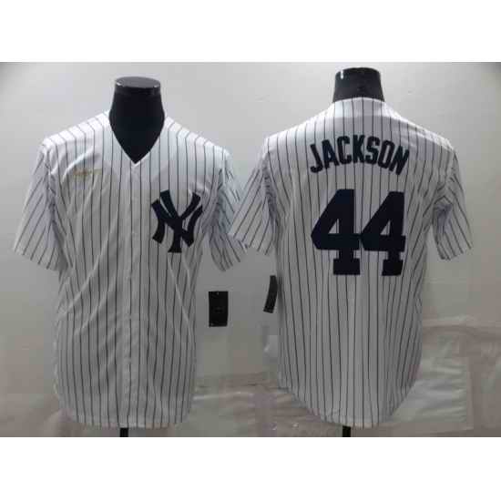 Men New York Yankees 44 Reggie Jackson White Cool Base Stitched Baseball Jerse